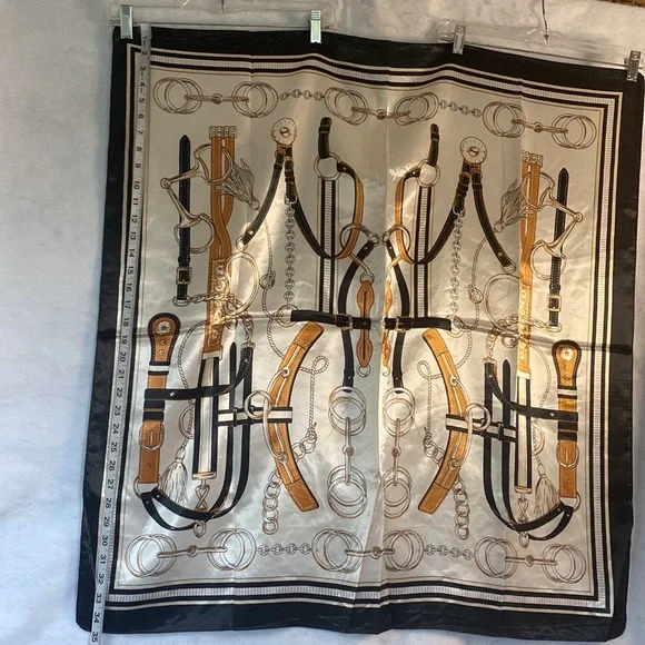 35” Equestrian Themed Square Scarf - Picture 9 of 11
